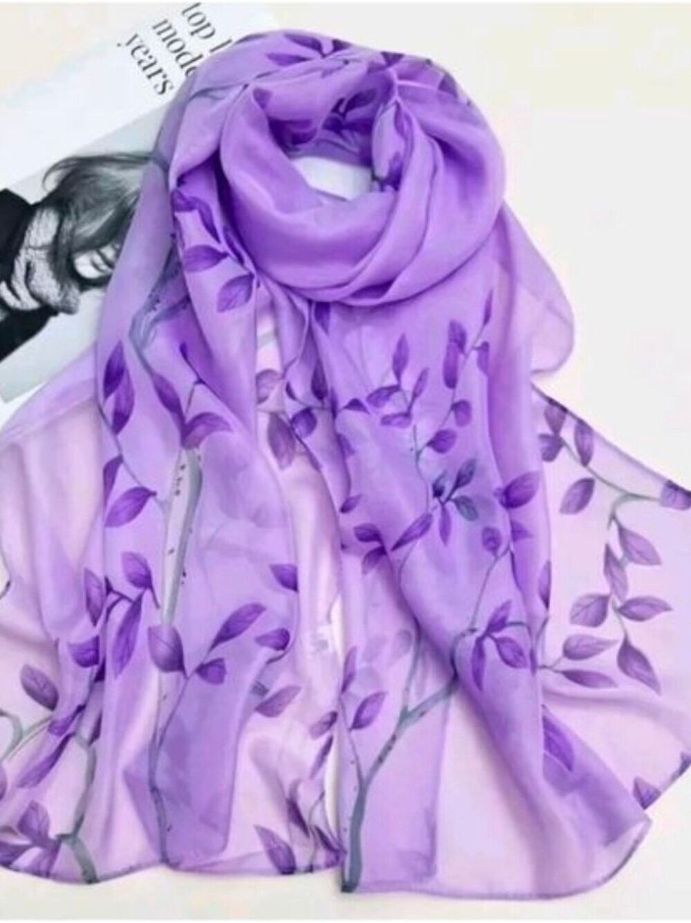 Floral Scarf Loaded With Garden FLOWERS LAVENDER TONES